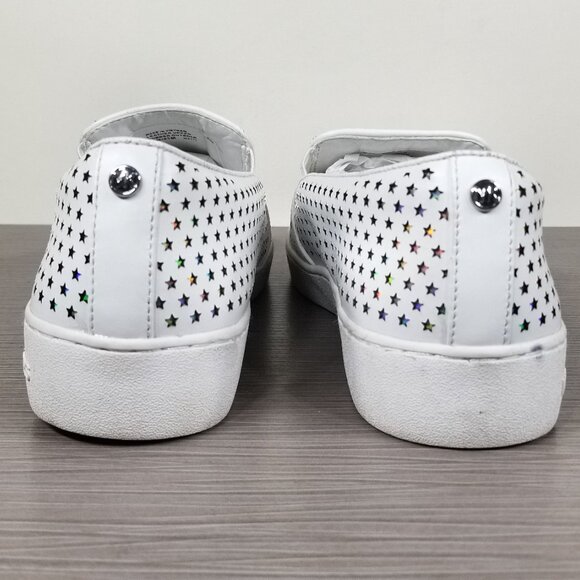 Michael Kors Perforated Star Leather Slip on shoes, White, Womens Size 10 M / 41 - Picture 5 of 12